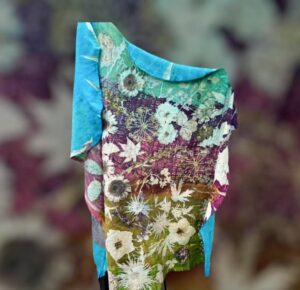 Landscapes textielverf zijde wol - SARSPARILLA - ecoprint op leer