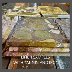 Ecoprint workshop linnen tannine en ijzer | natuurlijke kleurstoffen